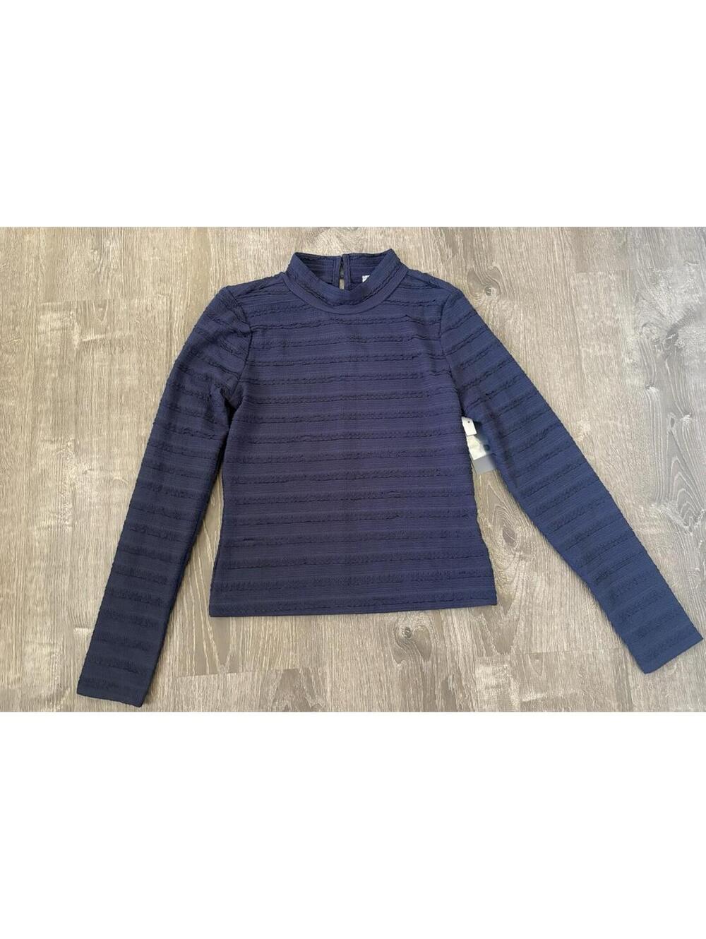 Melrose & Market Women's All Over Lace Long Sleeve Mock Neck Top Blue Small NWT